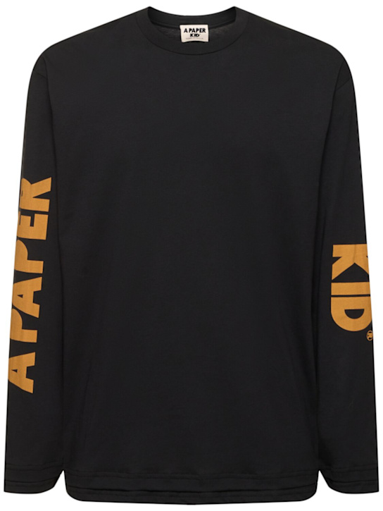 A Paper Kid: Jersey long sleeve t-shirt - Black - men_0 | Luisa Via Roma