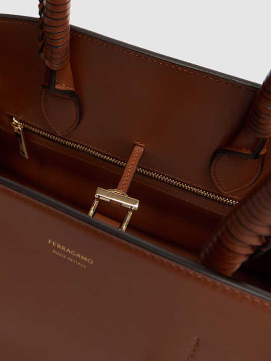 Ferragamo: Small Hug leather top handle bag - women_6 | Luisa Via Roma