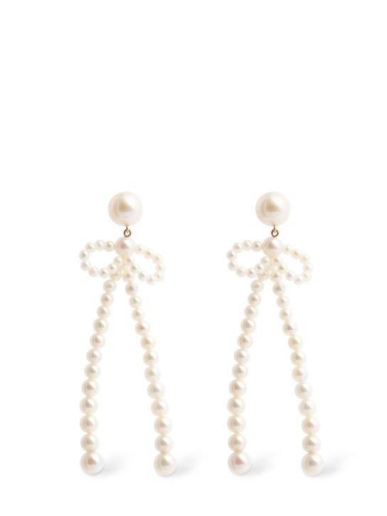 Sophie Bille Brahe: Bow Rosette 14kt＆パールピアス - パール - women_0 | Luisa Via Roma