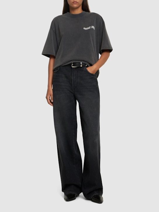 ANINE BING: Kent love cotton jersey t-shirt - women_1 | Luisa Via Roma