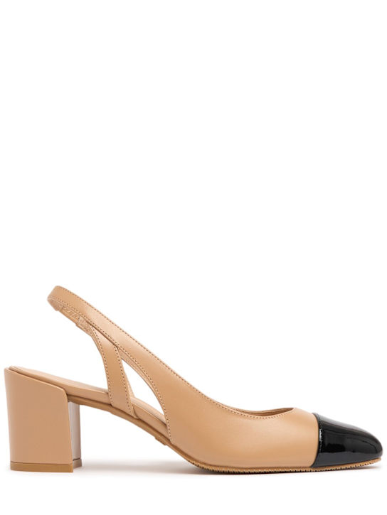 Stuart Weitzman: 50mm Sleek leather slingback heels - women_0 | Luisa Via Roma
