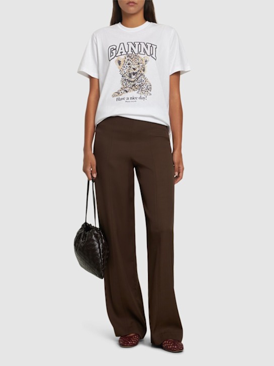 GANNI: Leo cotton jersey relaxed t-shirt - women_1 | Luisa Via Roma