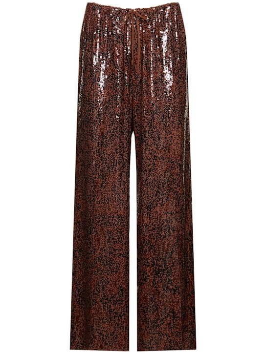 Dries Van Noten: Puvis sequined wide pants - Brown/Multi - women_0 | Luisa Via Roma