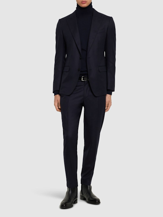 Dolce&Gabbana: Deconstructed wool flannel blazer - Dark Blue - men_1 | Luisa Via Roma