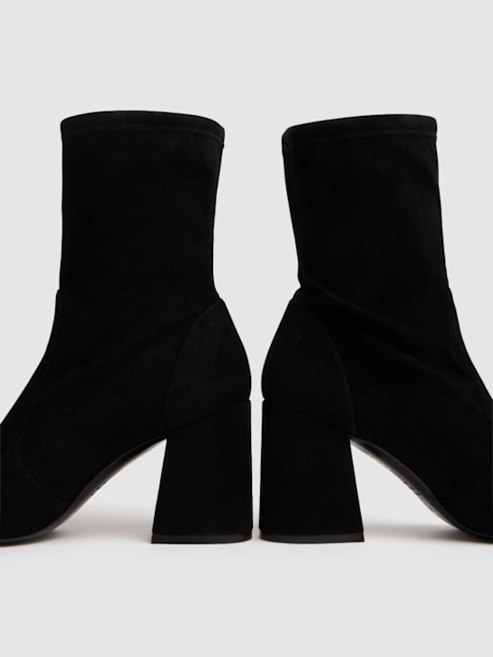 Stuart Weitzman: 85mm Flareblock suede ankle boots - Black - women_3 | Luisa Via Roma