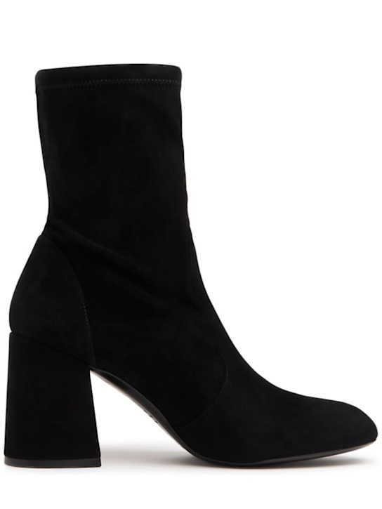 Stuart Weitzman: 85mm Flareblock suede ankle boots - Black - women_0 | Luisa Via Roma