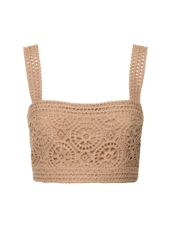 Elie Saab: Macramé cotton blend crop top - Nude - women_0 | Luisa Via Roma