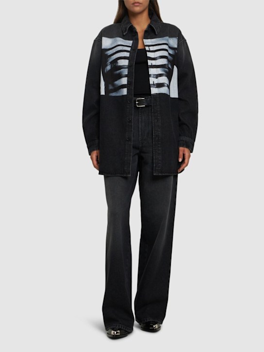 Jean Paul Gaultier: Body printed denim oversize shirt - women_1 | Luisa Via Roma