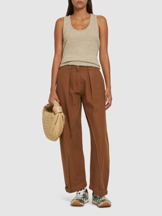 JW Anderson: Workwear cotton twill twisted seam pants - women_1 | Luisa Via Roma