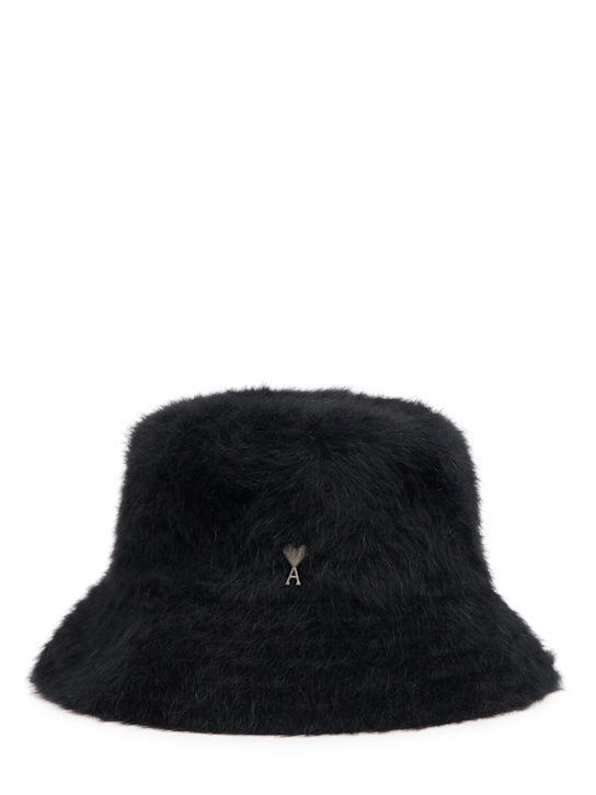 AMI Paris: Fluffy wool & acrylic bucket hat - women_0 | Luisa Via Roma