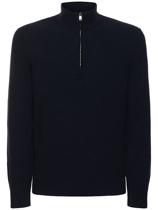 Piacenza Cashmere: English Cashmere rib knit sweater - men_0 | Luisa Via Roma