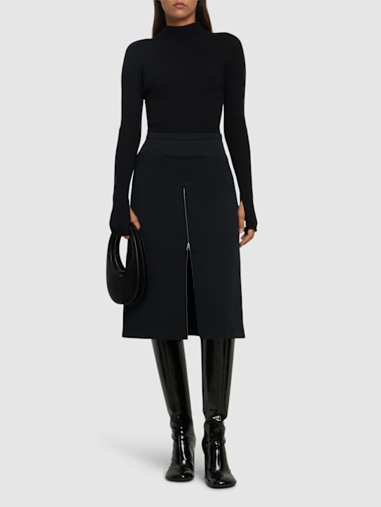 Courrèges: Falda midi de sarga de lana - women_1 | Luisa Via Roma