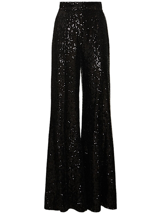 Elie Saab: Pantalon évasé en sequins - Noir - women_0 | Luisa Via Roma