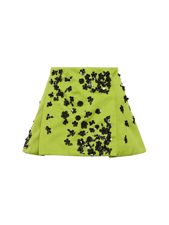 Des Phemmes: Embellished duchesse mini skirt - Lime/Black - women_0 | Luisa Via Roma