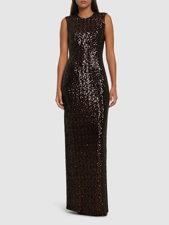 Sleeveless stretch tech sequined gown - Thumbnail 2