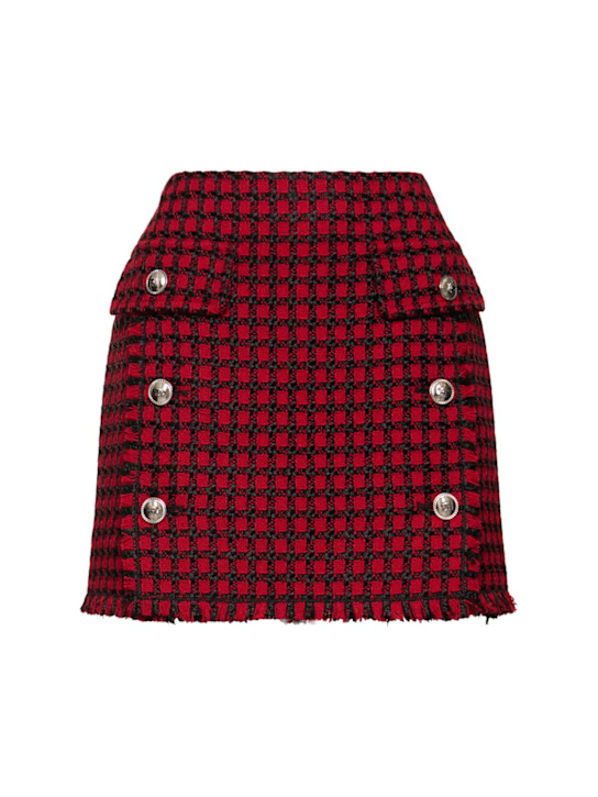 Versace: Wool blend tweed mini skirt - women_0 | Luisa Via Roma