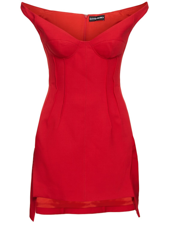 David Koma: Double dart off-the-shoulder mini dress - women_0 | Luisa Via Roma