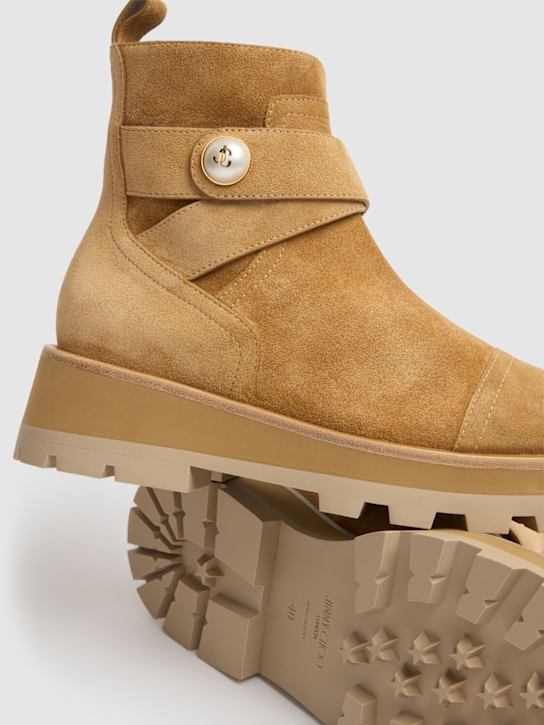 Jimmy Choo: 40mm Meena suede ankle boots - Camel - women_3 | Luisa Via Roma