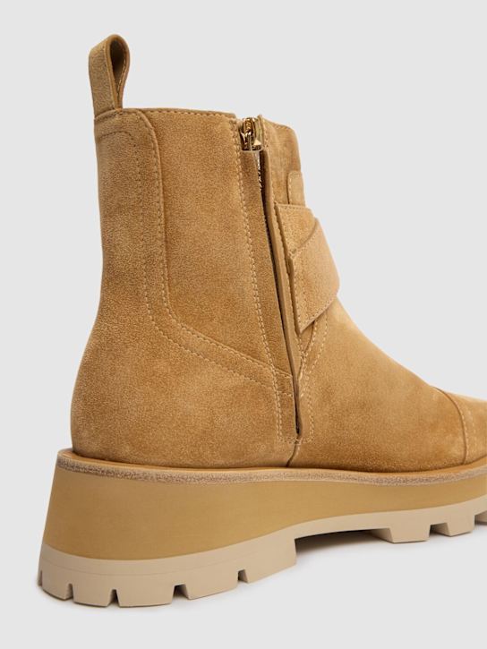 Jimmy Choo: 40mm Meena suede ankle boots - Camel - women_4 | Luisa Via Roma