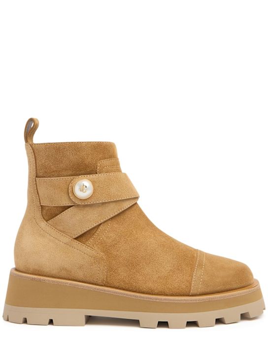 Jimmy Choo: 40mm Meena suede ankle boots - Camel - women_0 | Luisa Via Roma