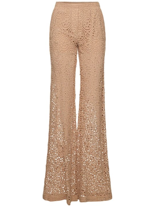 Elie Saab: Pantaloni svasati macramé - Nude - women_0 | Luisa Via Roma