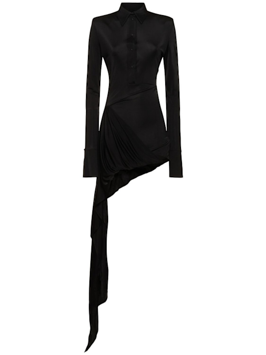 David Koma: Draped fluid jersey polo mini dress - women_0 | Luisa Via Roma
