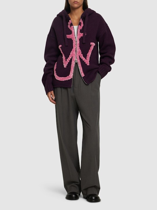 JW Anderson: Anchor intarsia wool knit hoodie - women_1 | Luisa Via Roma