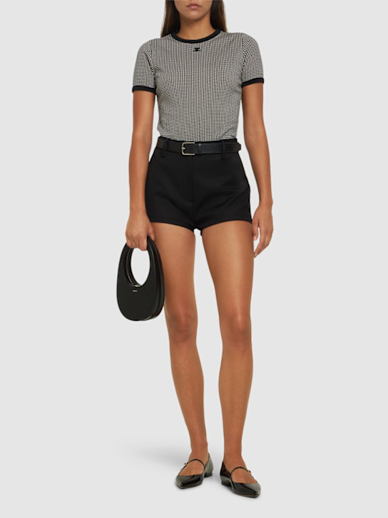 Courrèges: Contrast houndstooth cotton t-shirt - women_1 | Luisa Via Roma