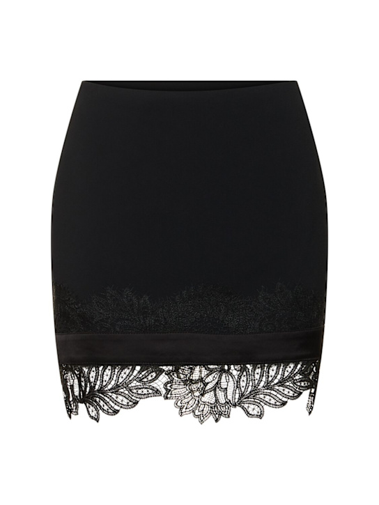 David Koma: Lace hem cady & satin mini skirt - women_0 | Luisa Via Roma