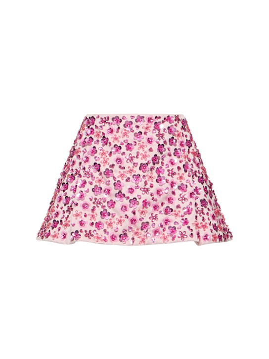 Des Phemmes: Embroidered duchesse mini skirt - Pink/Multi - women_0 | Luisa Via Roma