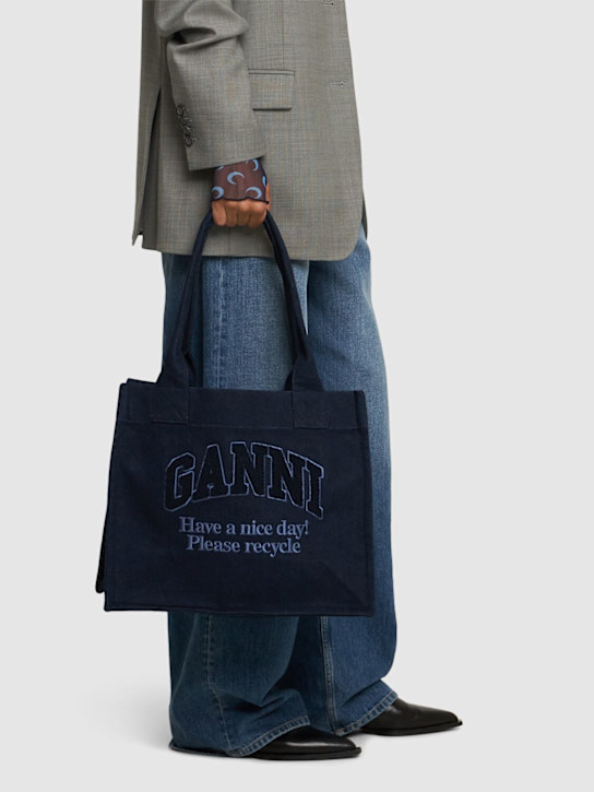 GANNI: Large Easy Shopper canvas bag - women_1 | Luisa Via Roma