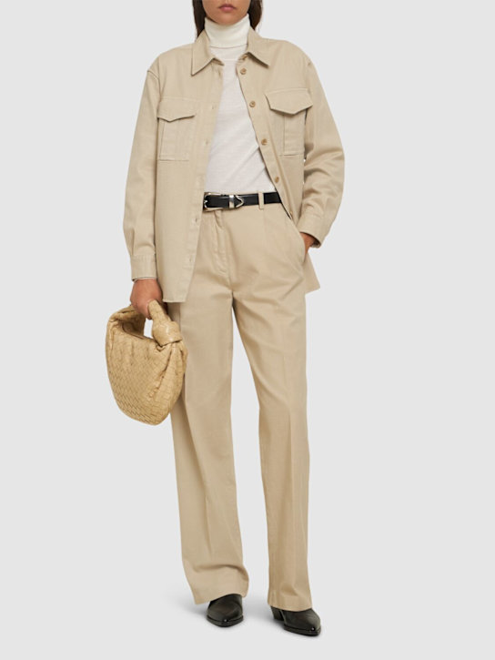 ASPESI: Plissierte Hose aus Stretch-Gabardine - Beige - women_1 | Luisa Via Roma