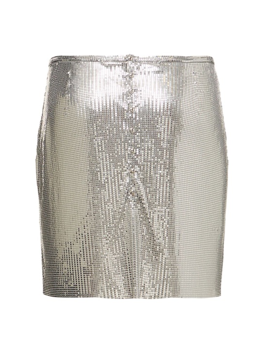 Rabanne: Minigonna in micro mesh - Argento - women_4 | Luisa Via Roma