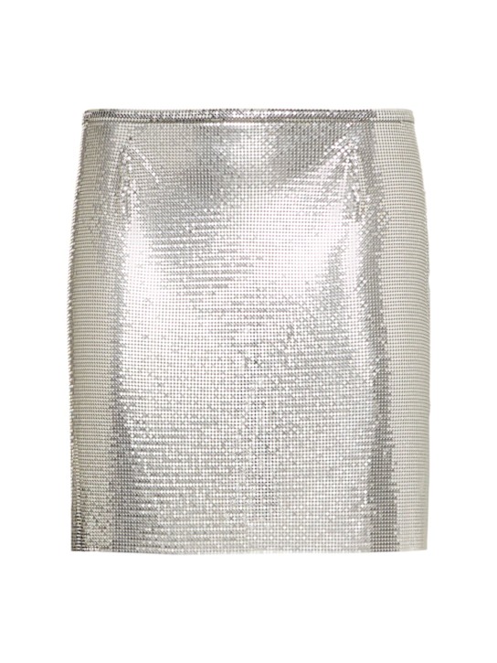 Rabanne: Minigonna in micro mesh - Argento - women_0 | Luisa Via Roma