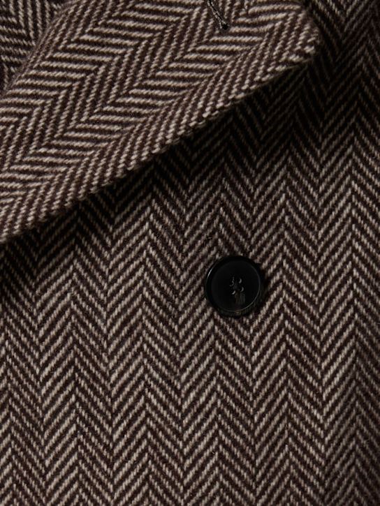 Dries Van Noten: Razel herringbone wool coat - Dark Brown - men_3 | Luisa Via Roma