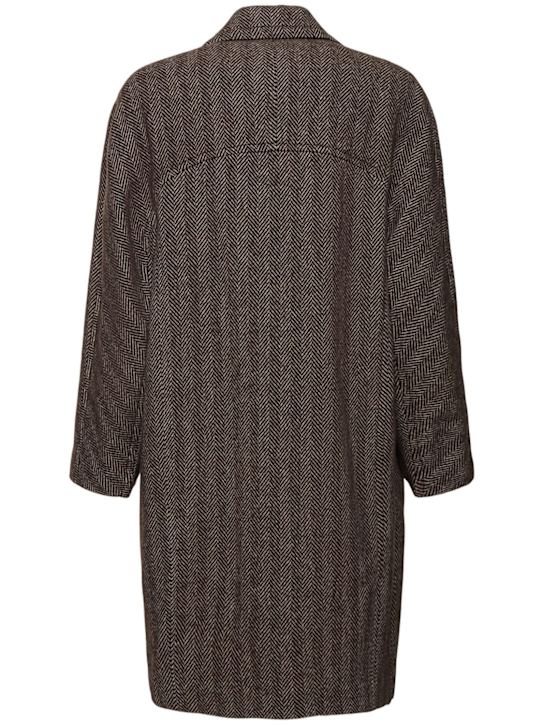 Dries Van Noten: Razel herringbone wool coat - Dark Brown - men_4 | Luisa Via Roma