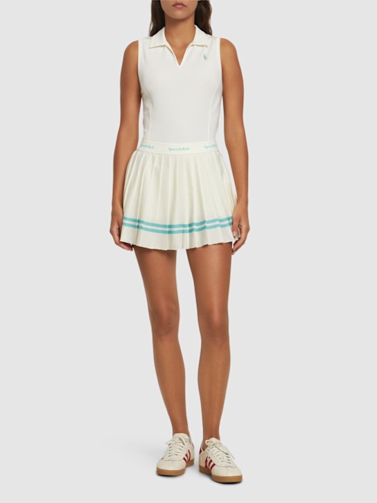 Sporty & Rich: Serif logo pleated skort - women_1 | Luisa Via Roma