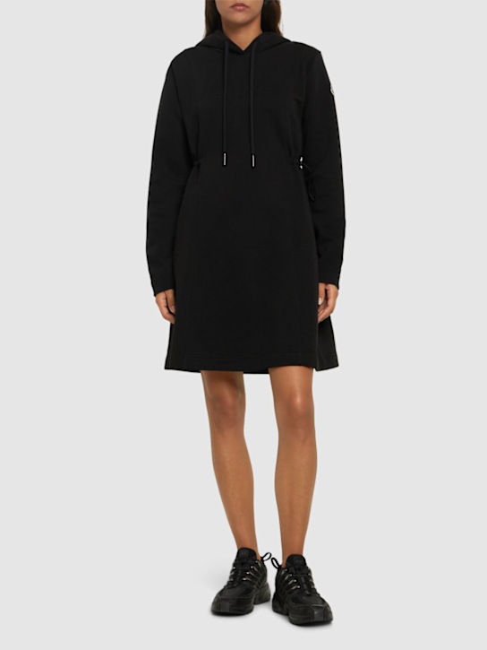 Moncler: Hooded cotton blend mini dress - women_1 | Luisa Via Roma