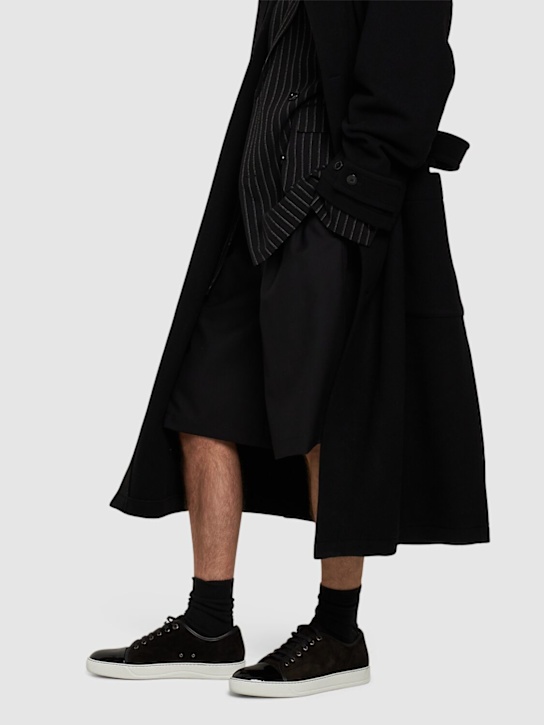 Lanvin: Suede & leather low top sneakers - men_1 | Luisa Via Roma