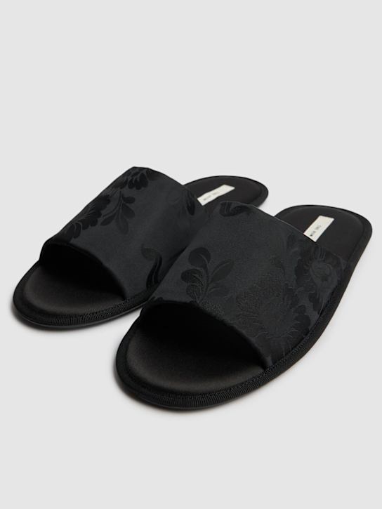 The Row: 10mm Frances satin slide sandals - Black - women_2 | Luisa Via Roma