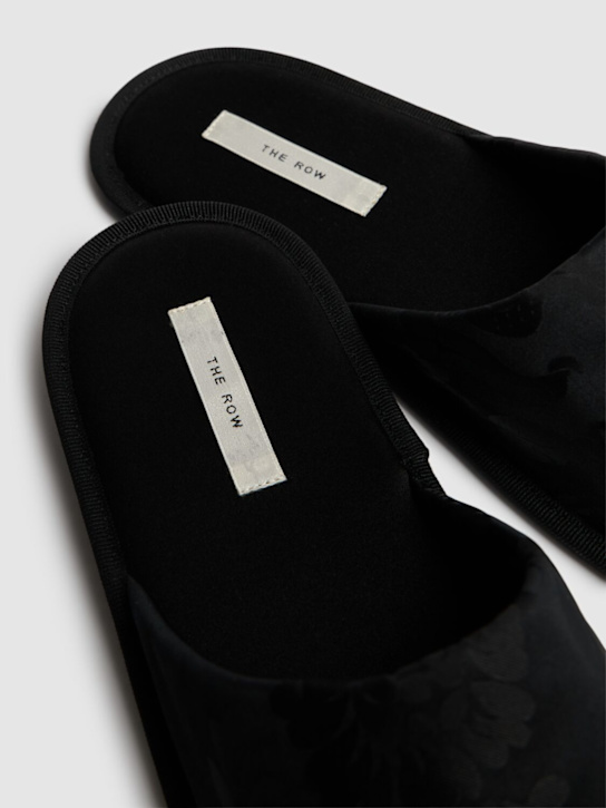 The Row: 10mm Frances satin slide sandals - Black - women_3 | Luisa Via Roma