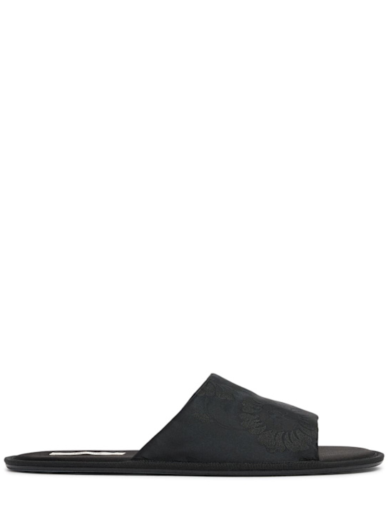 The Row: 10mm Frances satin slide sandals - Black - women_0 | Luisa Via Roma