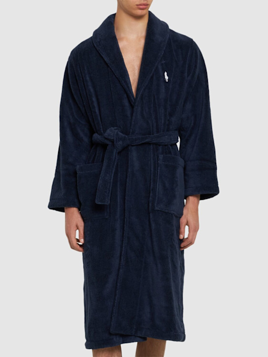 Polo Ralph Lauren: Soft cotton terrycloth bathrobe - Cruise Navy - men_1 | Luisa Via Roma