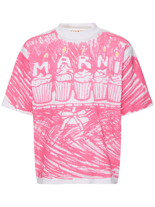 Marni: T-Shirt aus Jersey „Pink Cake“ - Lily White - men_0 | Luisa Via Roma