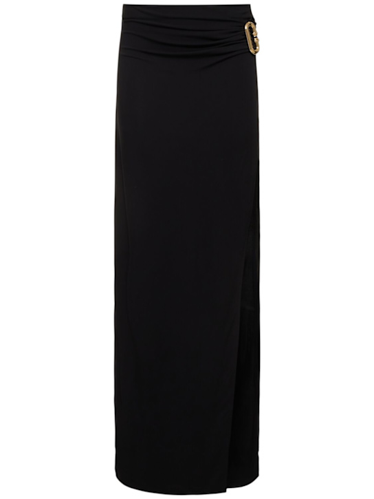 Casablanca: Draped crepe jersey maxi skirt - Black - women_0 | Luisa Via Roma