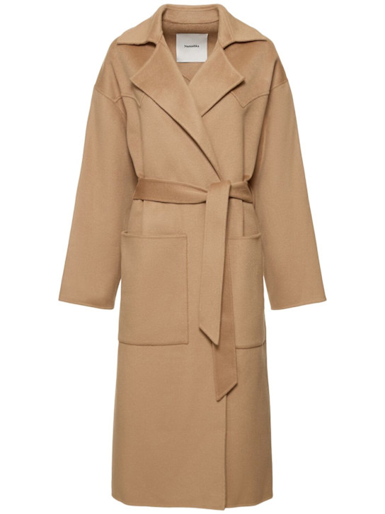 Nanushka: Alamo oversize wool & silk long coat - women_0 | Luisa Via Roma