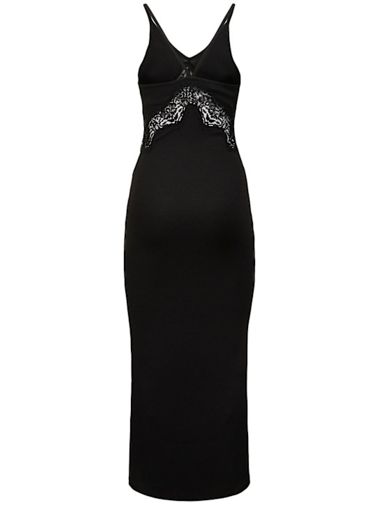 Christopher Esber: Ribbed tech long dress w/lace - Black - women_4 | Luisa Via Roma
