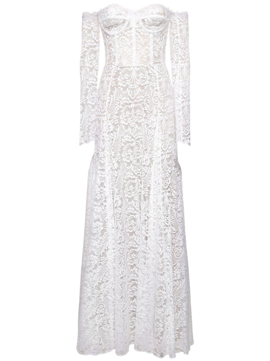 Zuhair Murad: Embroidered off-the-shoulder long dress - women_0 | Luisa Via Roma