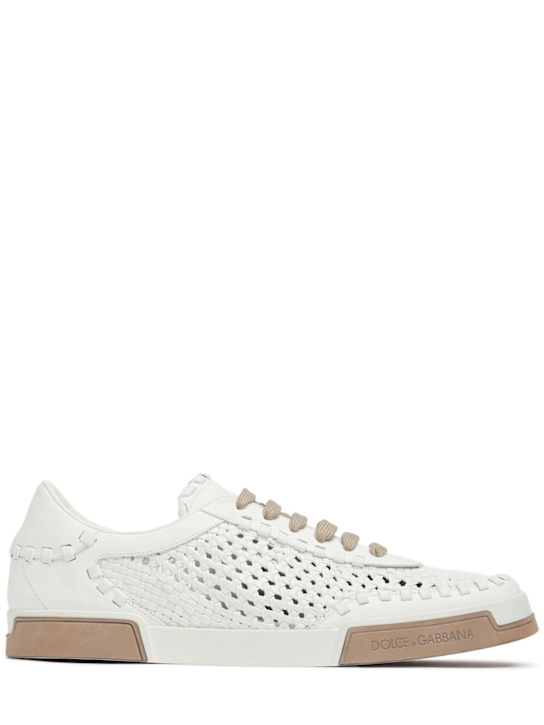 Dolce&Gabbana: Portofino woven leather sneakers - men_0 | Luisa Via Roma