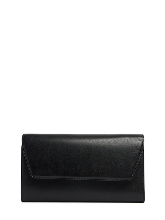 The Row: Evening shiny leather clutch - Black - women_0 | Luisa Via Roma